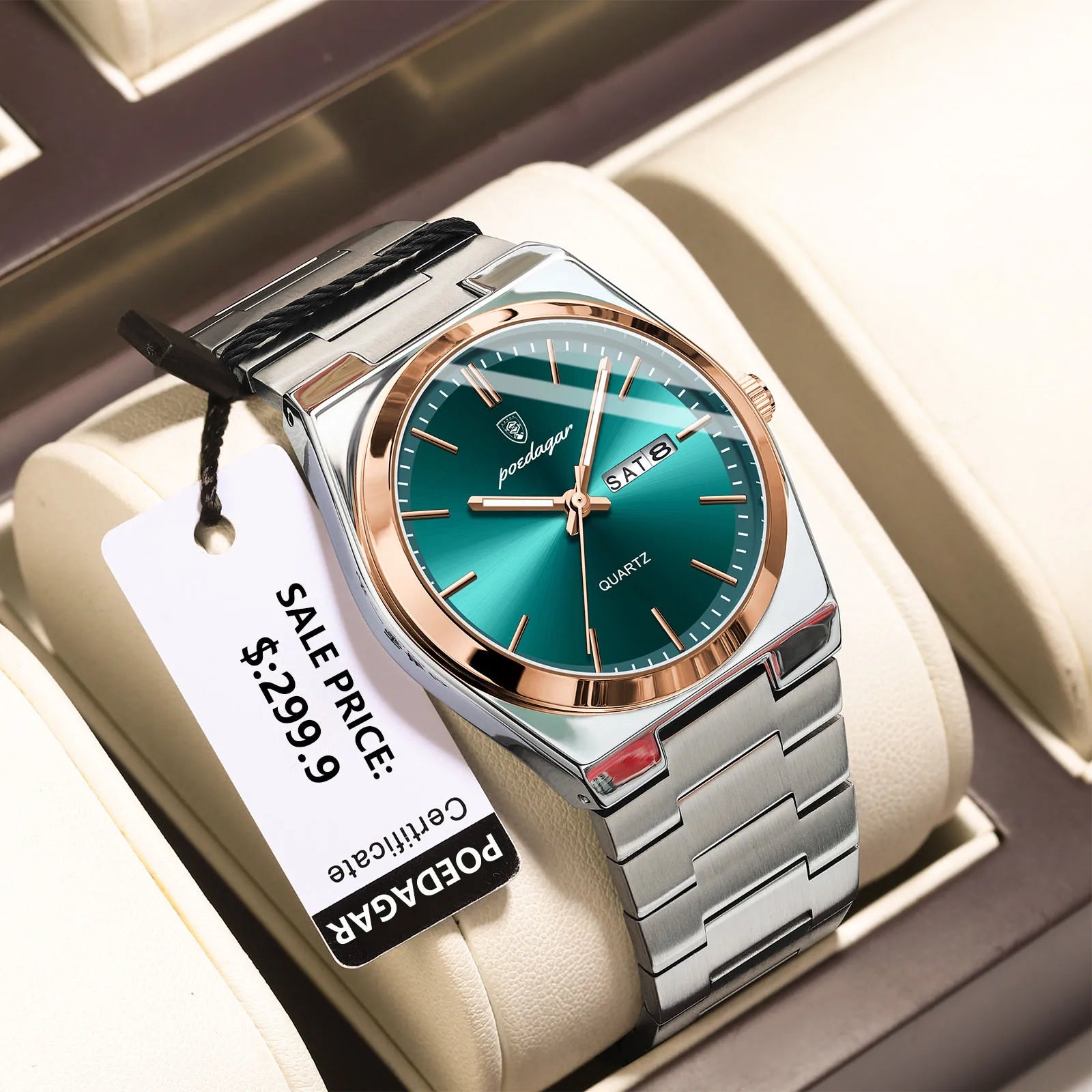 POEDAGAR Steel Horizon – Luxury Men’s Quartz Watch