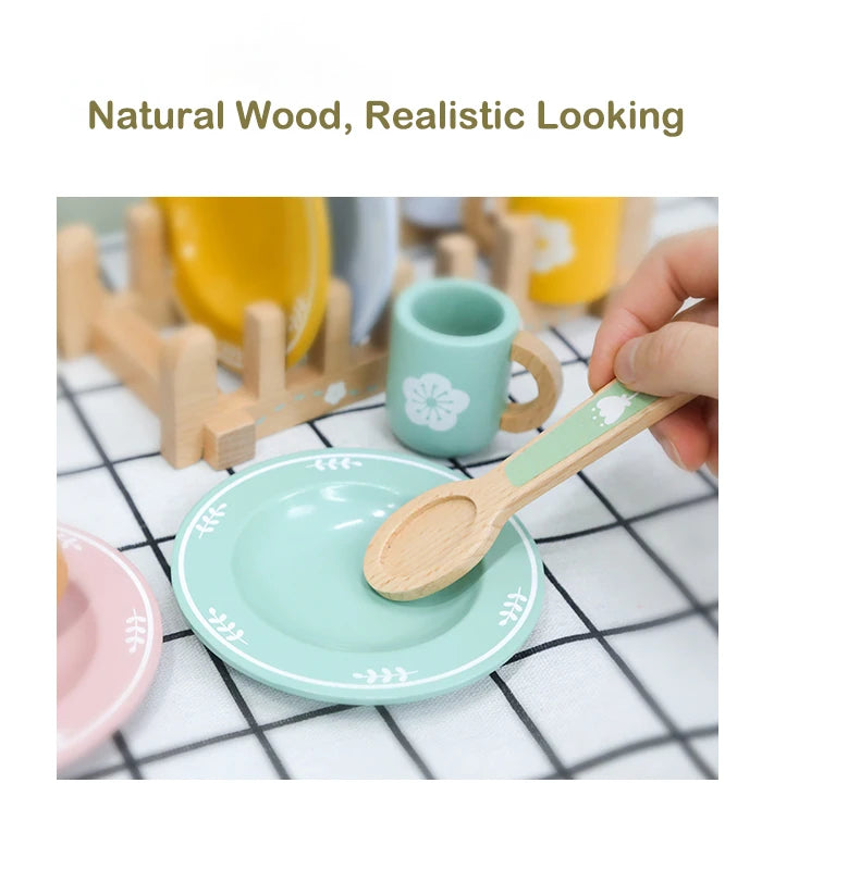 Wooden Pretend Kitchen Set for Toddlers