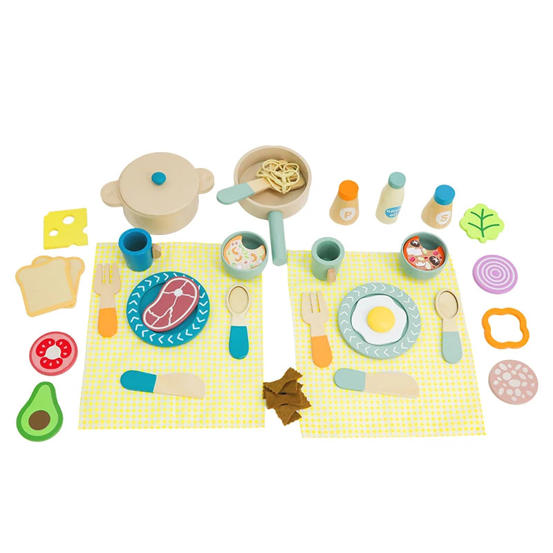 Wooden Pretend Kitchen Set for Toddlers