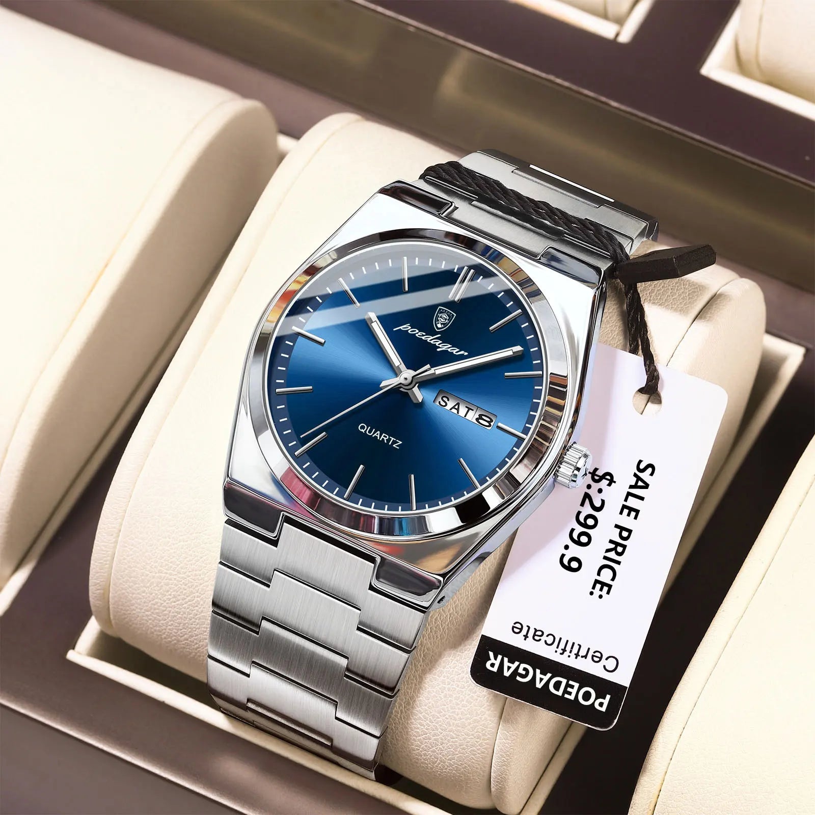 POEDAGAR Steel Horizon – Luxury Men’s Quartz Watch