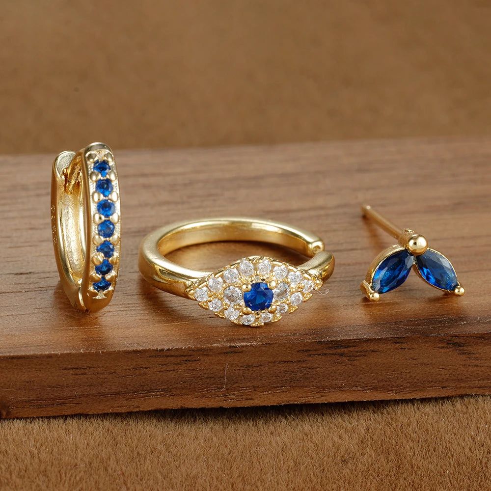Zenith Trio – The Fashionable Blue Zircon Earring Se