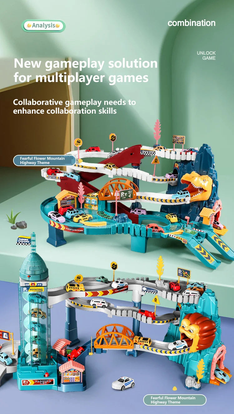 Lion Adventure Race Track – Diecast Car Racing Set for Kids