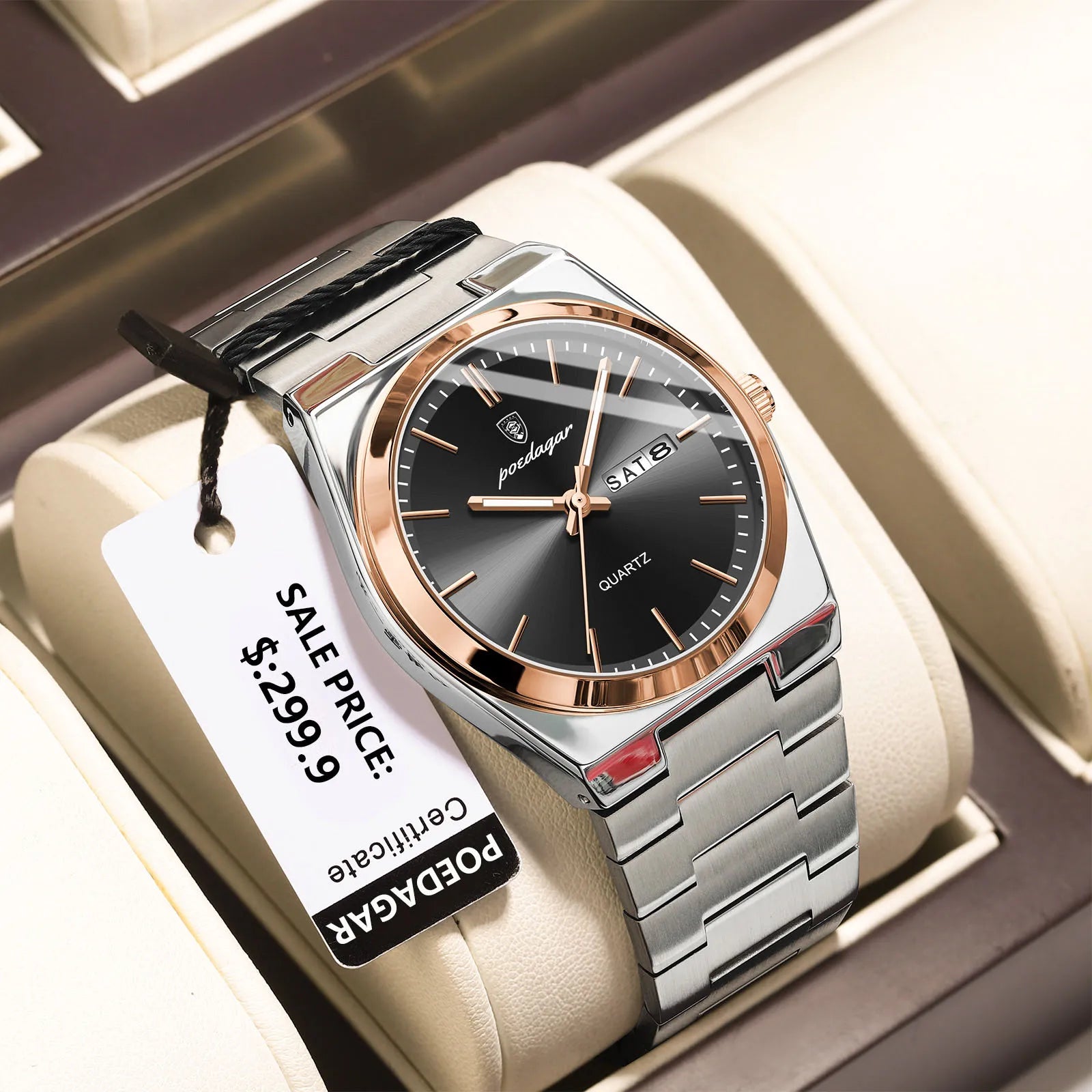 POEDAGAR Steel Horizon – Luxury Men’s Quartz Watch