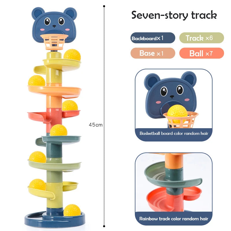 Rainbow Spiral Ball Tower – 2 to 7-Layer Rolling Track Educational Toy