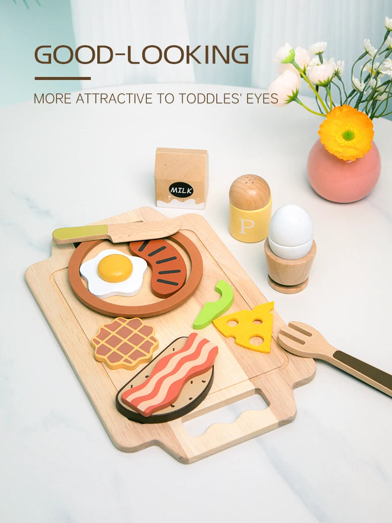 Wooden Pretend Kitchen Set for Toddlers