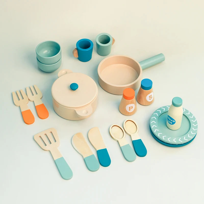 Wooden Pretend Kitchen Set for Toddlers