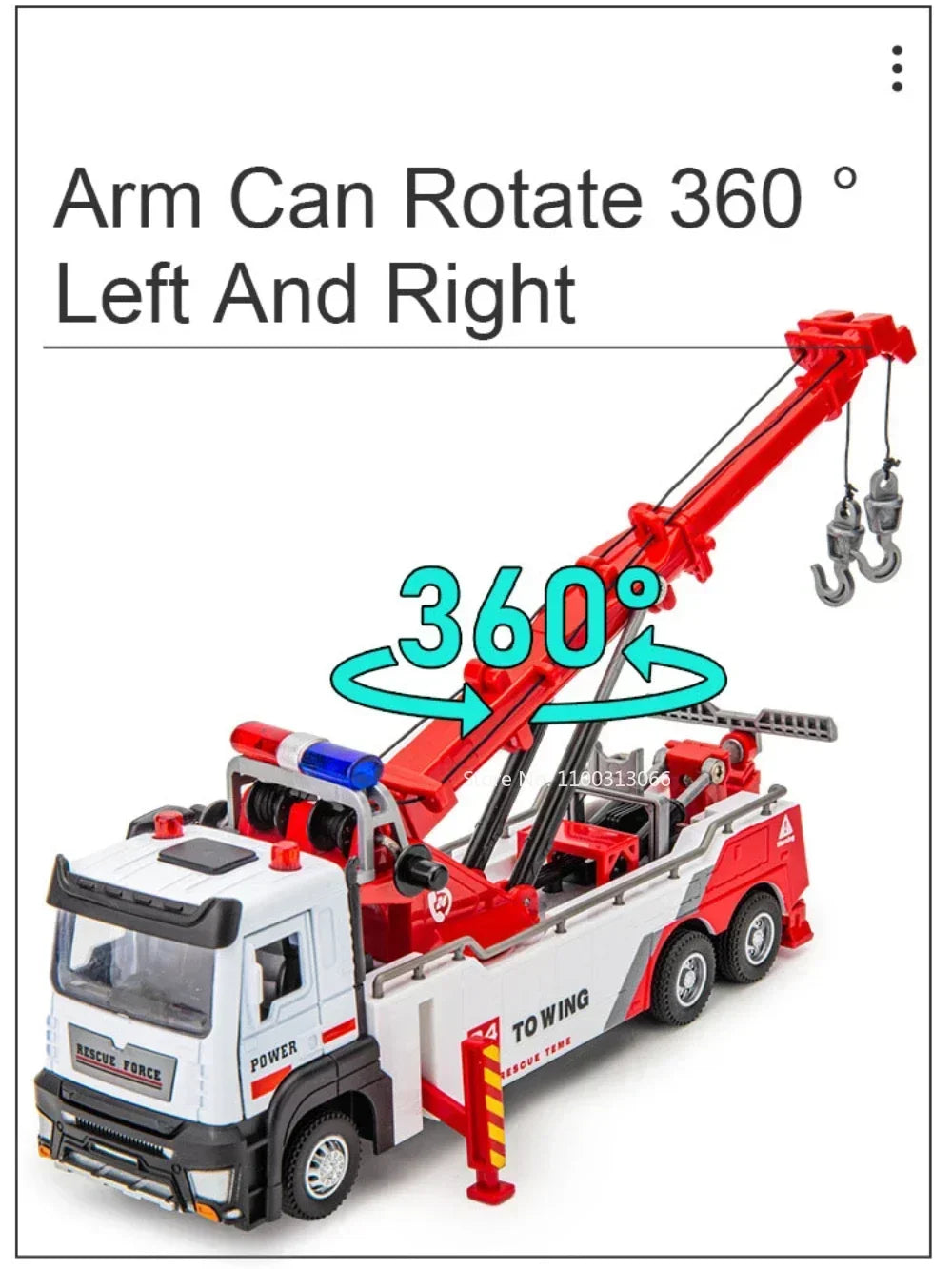 PowerTow 1:32 Alloy Wrecker Truck – Metal Diecast Rescue Vehicle with Lights & Sound