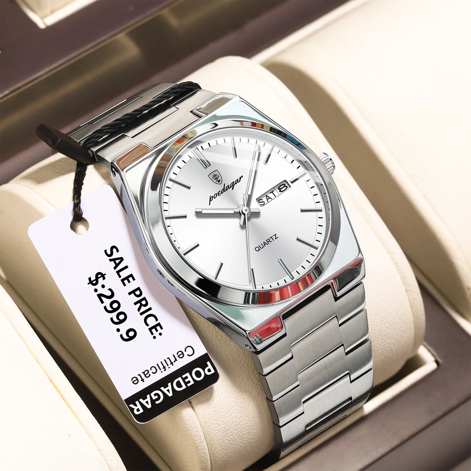 POEDAGAR Steel Horizon – Luxury Men’s Quartz Watch
