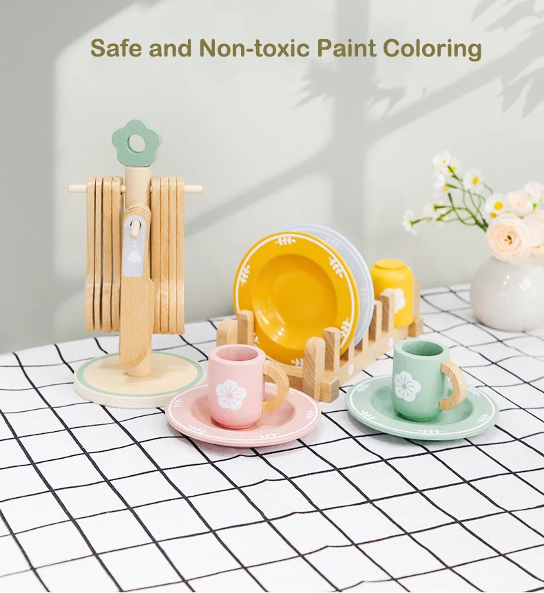 Wooden Pretend Kitchen Set for Toddlers