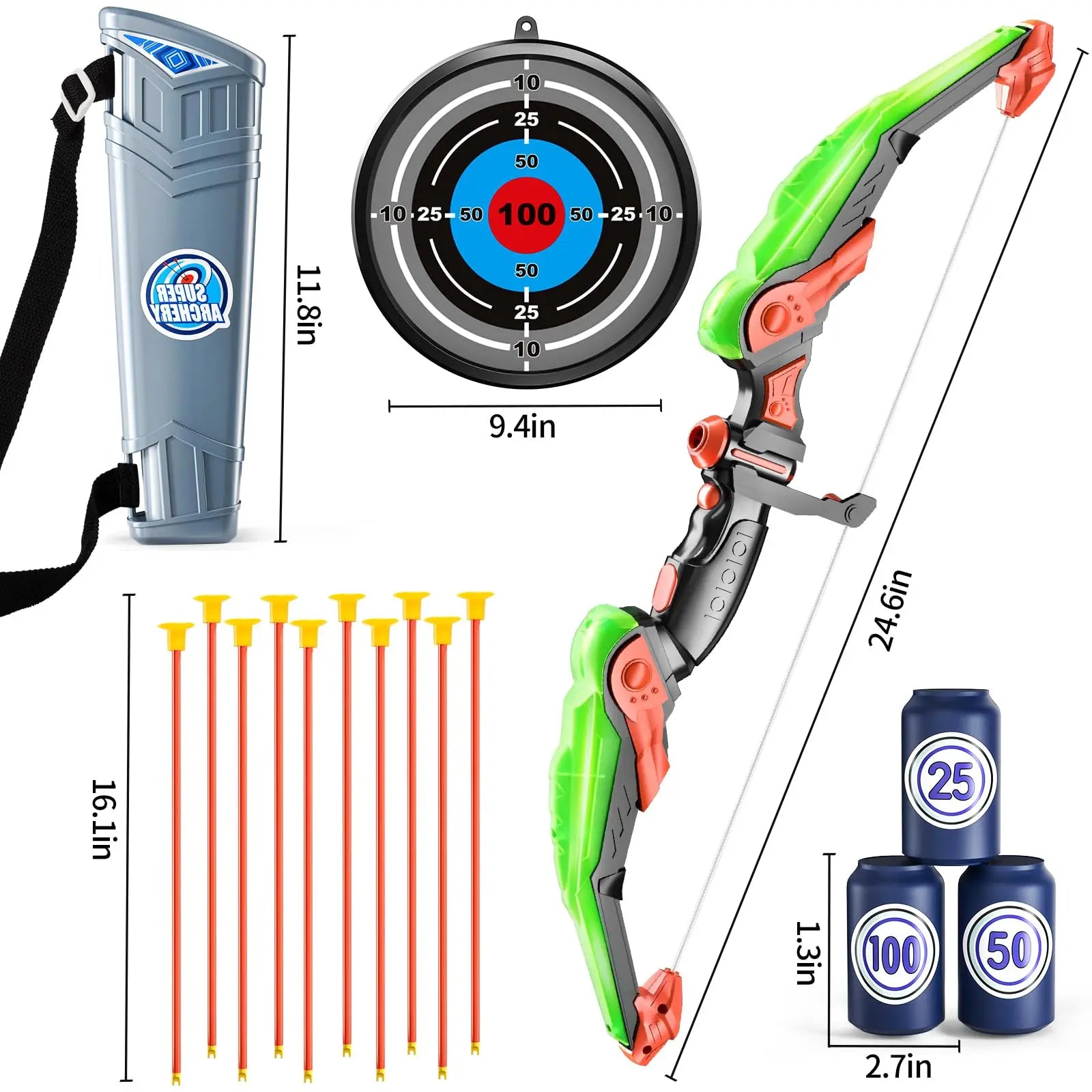 Light-Up Archery Set for Kids – Bow, Quiver & Target